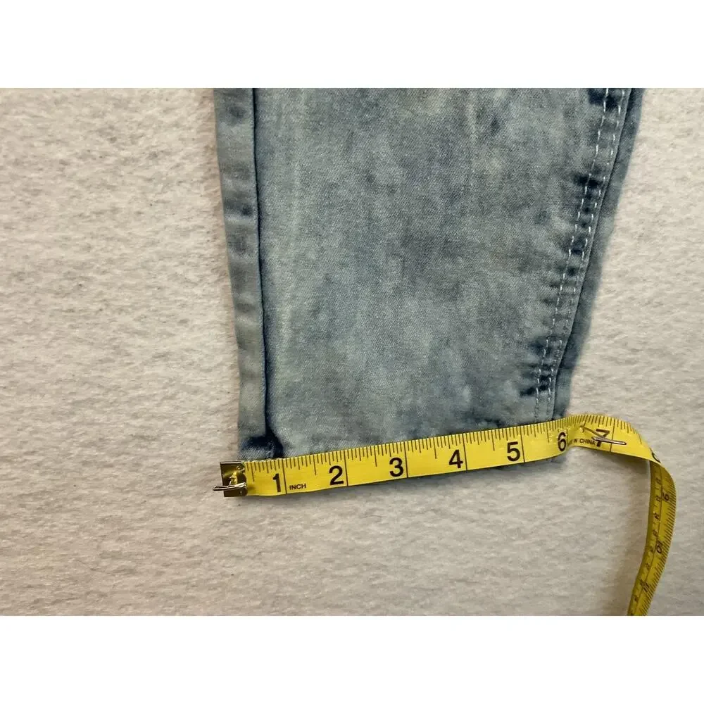 Essentials Jeans Mens 30x30 Skinny Moto Biker Acid Wash Ribbed Knees Distressed